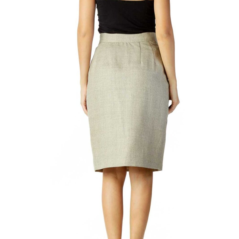 Brooks Brothers Gray Beige Houndstooth Pencil Skirt - Picture 2 of 5